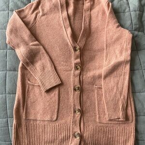 Madewell Button-Up Cardigan - Peach - 100% Merino Wool